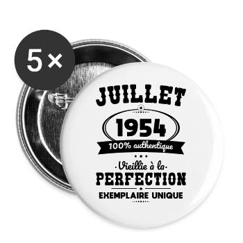 Anniversaire 70 ans - Juillet 1954 Perfection - Lot de 5 grands badges (56 mm) - blanc - Devant