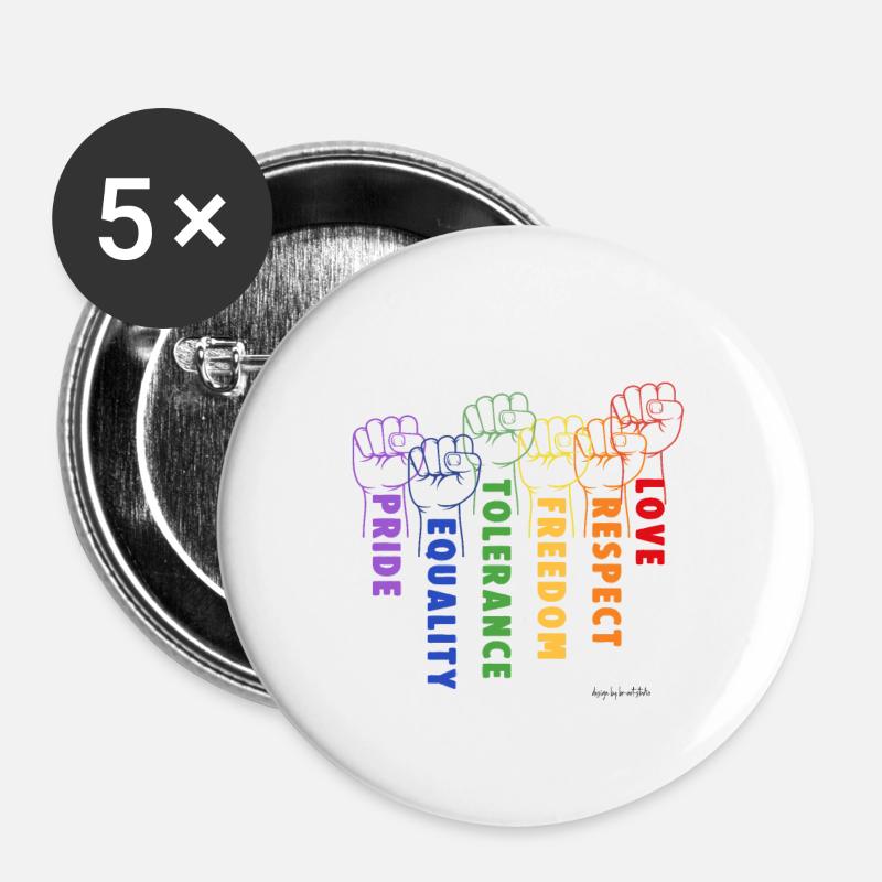 Hands on Solidarity and Pride - Buttons large 2.2''/56 mm (5-pack) - white