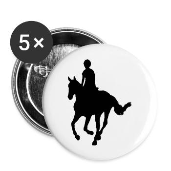 Cavalier à cheval - Lot de 5 grands badges (56 mm) - blanc - Devant
