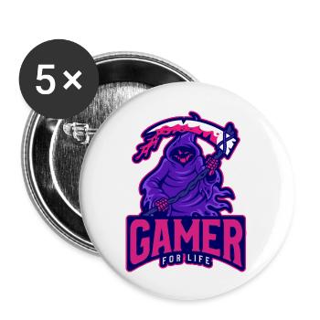 Gamer For Life - Buttons large 2.2''/56 mm (5-pack) - white - Front
