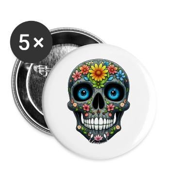 human skull made of cute avatar - Buttons large 2.2''/56 mm (5-pack) - white - Front