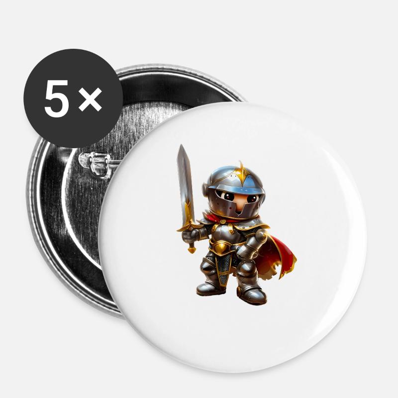 Knight #lovely toons - Buttons large 2.2''/56 mm (5-pack) - white