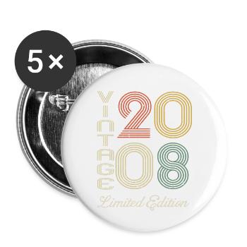 2008 Geburtstag Geboren im Jahr 2008 Vintage Retro. Editio - Buttons groß 56 mm (5er Pack) - Weiß - Vorne