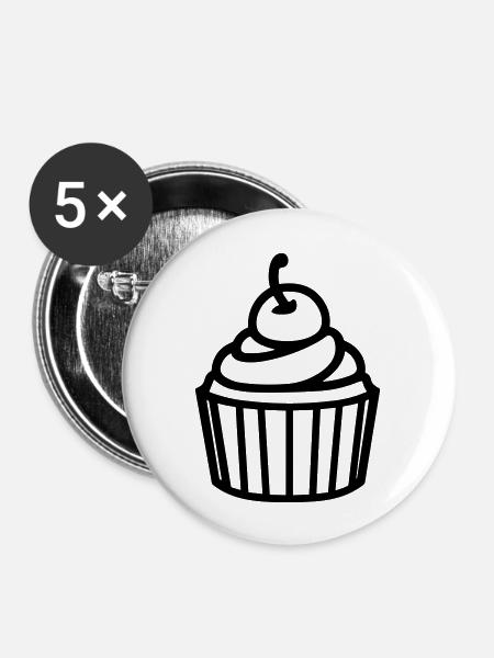 Cupcake - Buttons groß 56 mm (5er Pack) - Weiß