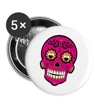 totenkopf - Buttons groß 56 mm (5er Pack) - Weiß - Vorne