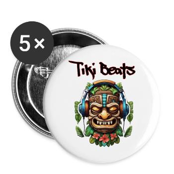 Kopfhörer / Audio / Musik / Klang / cool - Buttons groß 56 mm (5er Pack) - Weiß - Vorne