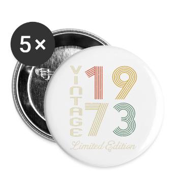 1973 Anniversaire Né en 1973 vintage Rétro. Editio - Lot de 5 grands badges (56 mm) - blanc - Devant