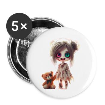 Zombigirl - Buttons groß 56 mm (5er Pack) - Weiß - Vorne