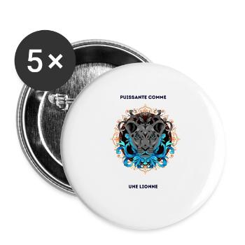 comme une lionne avec texte - Lot de 5 grands badges (56 mm) - blanc - Devant