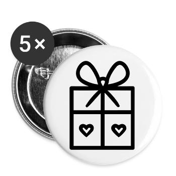 Geschenk-Icon-Box - Buttons groß 56 mm (5er Pack) - Weiß - Vorne