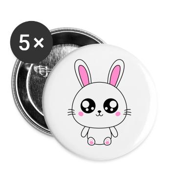Cute Rabbit - Buttons large 2.2''/56 mm (5-pack) - white - Front