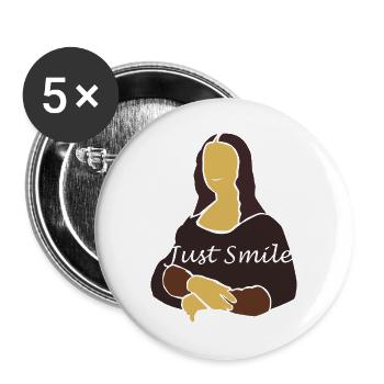 🇮🇹Mona Lisa Italy painted smile cheerfulness - Buttons large 2.2''/56 mm (5-pack) - white - Front