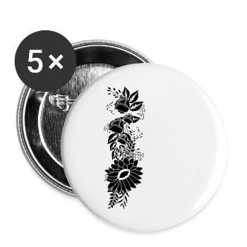 Black and white floral letter l - Buttons large 2.2''/56 mm (5-pack) - white - Front