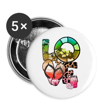 Été Lac Nature Flore Art Fleurs Mer Plage - Lot de 5 grands badges (56 mm) - blanc - Devant