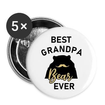 Best grandpa bear ever. Black and gold version - Buttons large 2.2''/56 mm (5-pack) - white - Front