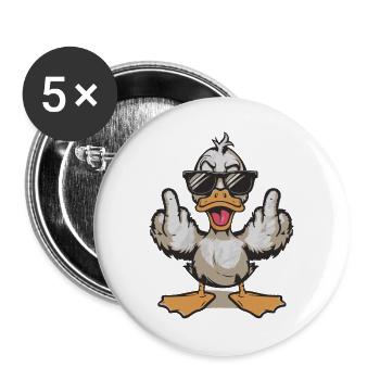 Duck in sunglasses giving the finger - Buttons large 2.2''/56 mm (5-pack) - white - Front