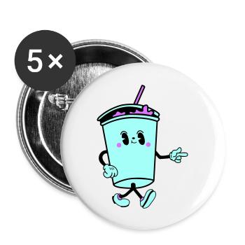 drink cartoon - Buttons groß 56 mm (5er Pack) - Weiß - Vorne