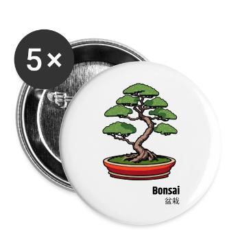 Bonsai Japan Baum - Buttons groß 56 mm (5er Pack) - Weiß - Vorne
