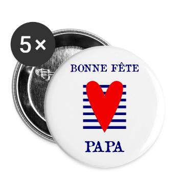 DAD. FATHER'S DAY. HAPPY FATHER'S DAY. HAPPY BIRTHDAY. - Buttons large 2.2''/56 mm (5-pack) - white - Front