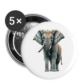 Blue Elephant - Buttons large 2.2''/56 mm (5-pack) - white - Front