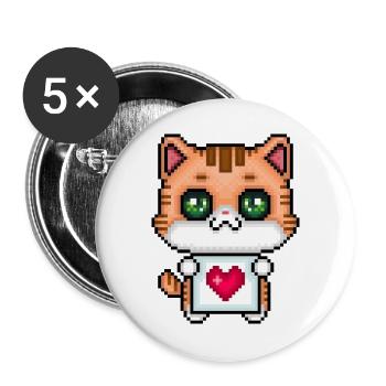 Pixelliebendes Kätzchen - Buttons groß 56 mm (5er Pack) - Weiß - Vorne
