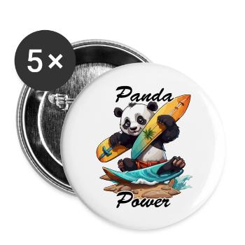 Panda / Animal / Zoo / Bambou / Sauvage / Enfantin - Lot de 5 grands badges (56 mm) - blanc - Devant