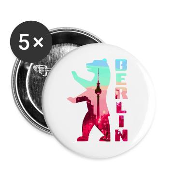 Berlin Bear Neon Silhouette - Buttons large 2.2''/56 mm (5-pack) - white - Front