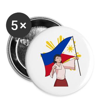 Philippines Drapeau philippin Pride I cadeau - Lot de 5 grands badges (56 mm) - blanc - Devant