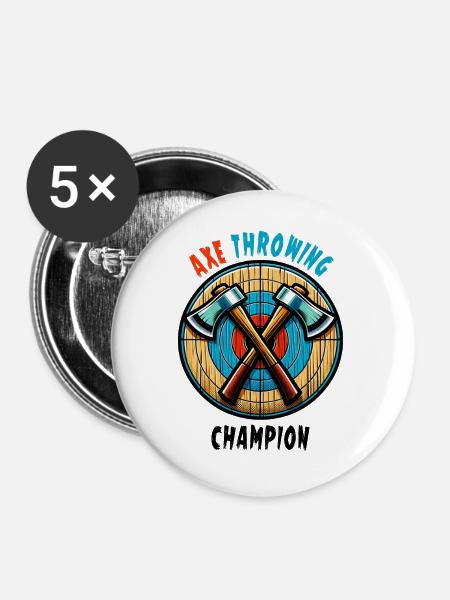 Axtwerfen Axt Sport Design - Buttons groß 56 mm (5er Pack) - Weiß