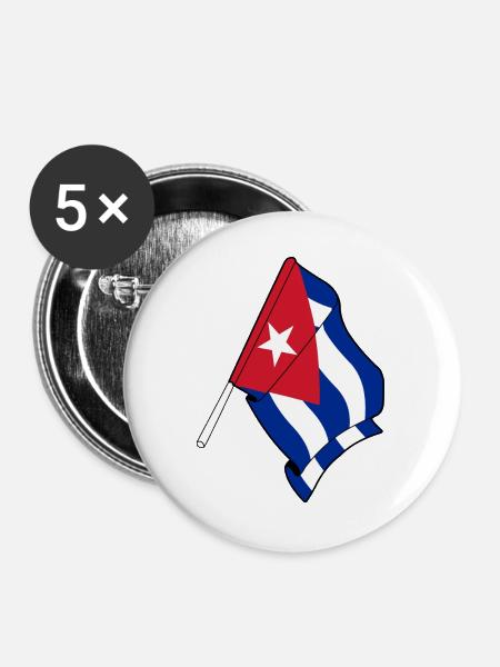 Flagge Kuba - Buttons groß 56 mm (5er Pack) - Weiß