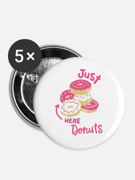 Donuts Donut-Liebhaber - Buttons groß 56 mm (5er Pack) - Weiß