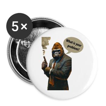 Grumpy Gorilla - Buttons groß 56 mm (5er Pack) - Weiß - Vorne
