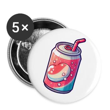 Canette de Soda - boisson Vintage - Lot de 5 grands badges (56 mm) - blanc - Devant