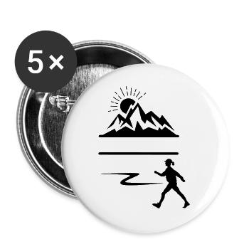 Wandererin Berge Banner - Buttons groß 56 mm (5er Pack) - Weiß - Vorne
