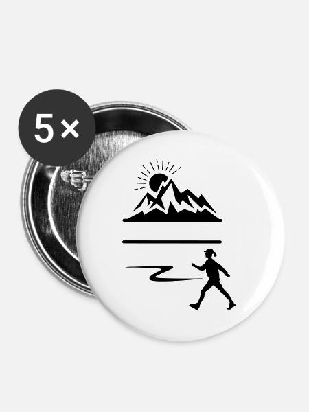 Wandererin Berge Banner - Buttons groß 56 mm (5er Pack) - Weiß