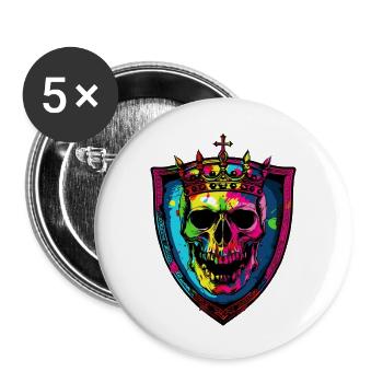 Couronne de crâne de roi - Lot de 5 grands badges (56 mm) - blanc - Devant
