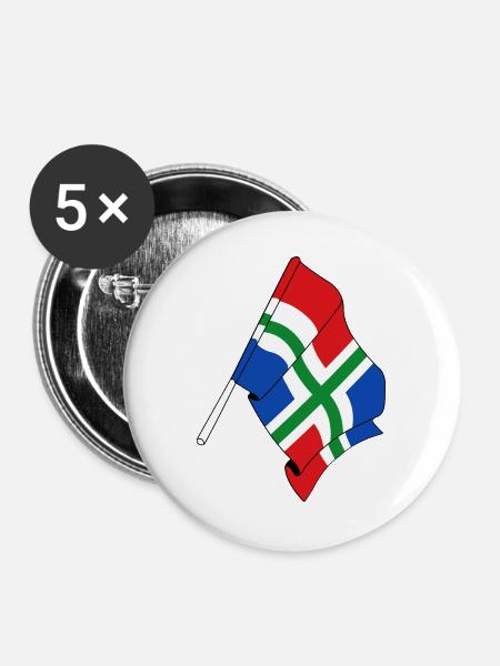 Flagge der Provinz Groningen - Buttons groß 56 mm (5er Pack) - Weiß