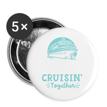 Kreuzfahrturlaub für Paare - Buttons groß 56 mm (5er Pack) - Weiß - Vorne