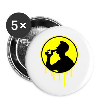 Flasche Bier Trinken - Buttons groß 56 mm (5er Pack) - Weiß - Vorne