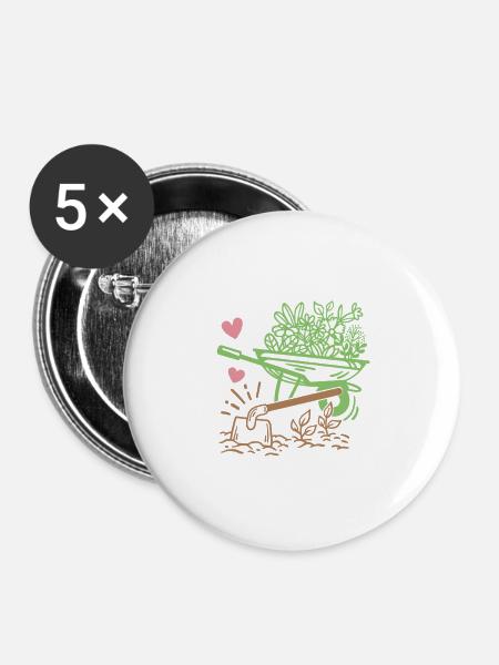 Gartenarbeit Garten Gärtner - Buttons groß 56 mm (5er Pack) - Weiß