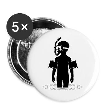Junger Mann beim schnorcheln im Meer im Urlaub - Buttons groß 56 mm (5er Pack) - Weiß - Vorne