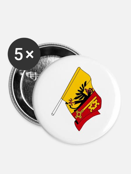 Flagge: Genf, Schweiz - Buttons groß 56 mm (5er Pack) - Weiß