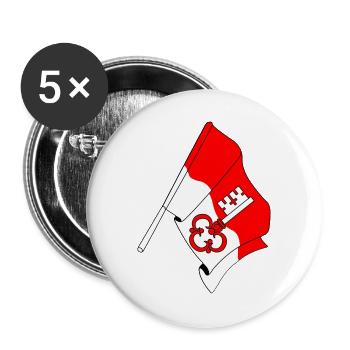 Flagge Obwalden Schweiz - Buttons groß 56 mm (5er Pack) - Weiß - Vorne