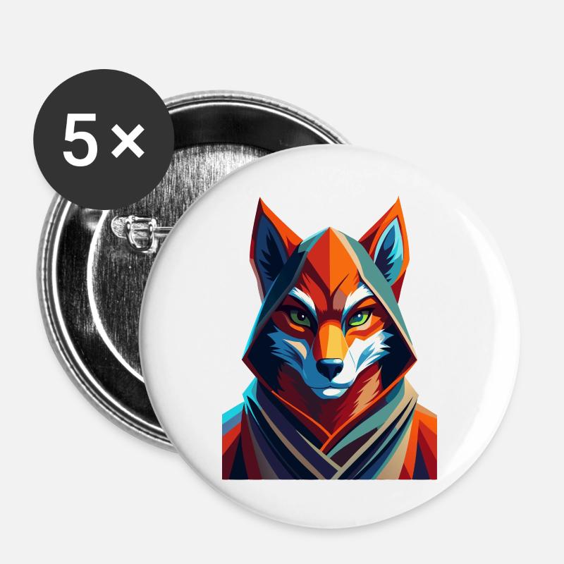 Fox Dressed - Buttons large 2.2''/56 mm (5-pack) - white