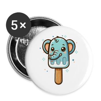 Mignon motif de glace éléphant pour l’été - Lot de 5 grands badges (56 mm) - blanc - Devant