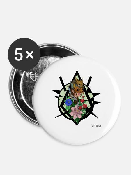 Kriegerin im blumenfeld - Buttons groß 56 mm (5er Pack) - Weiß