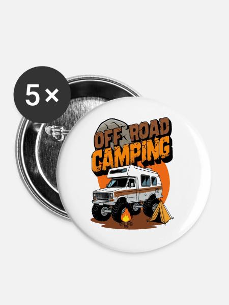 Offroad Camping - Buttons groß 56 mm (5er Pack) - Weiß