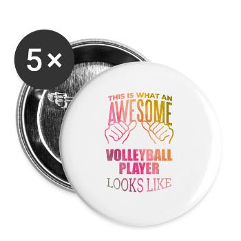 volley-ball - Lot de 5 grands badges (56 mm) - blanc - Devant