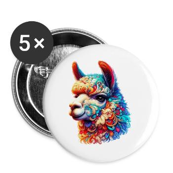 Alpaka - Buttons groß 56 mm (5er Pack) - Weiß - Vorne