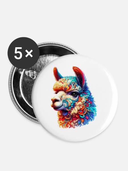 Alpaka - Buttons groß 56 mm (5er Pack) - Weiß